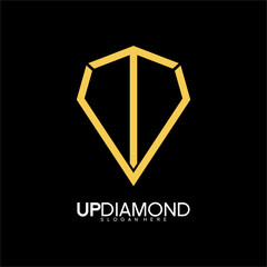 Vector diamond design logo with up concept.