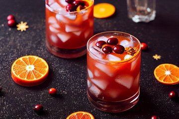 Cranberry orange Christmas punch, food photography and illustration
