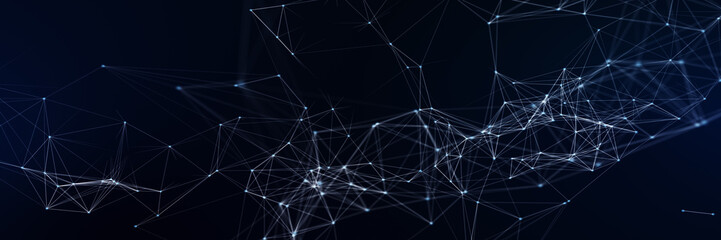 Abstract futuristic - technology with polygonal shapes on dark blue background. Design digital technology concept. 3d illustration.