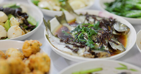 Chinese family dinner at home