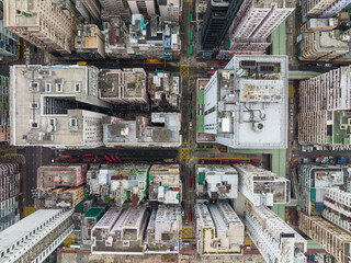 Top view of Hong Kong city