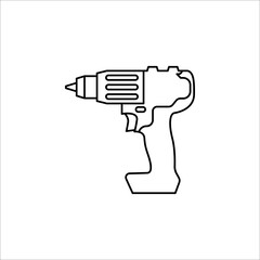 Screwdriver, power drill line icon, outline vector illustration sign, linear pictogram isolated on white background