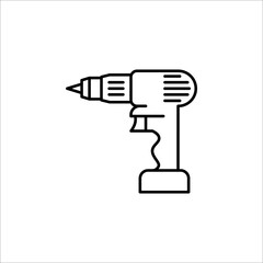 Screwdriver, power drill line icon, outline vector illustration sign, linear pictogram isolated on white background