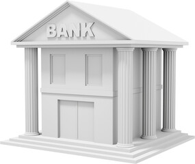 Bank office building is white. PNG icon on transparent background. 3D rendering.