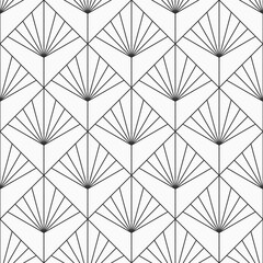 Vector seamless thin lines rhombuses pattern. Repeating geometric striped rhombuses tiles. Art deco pattern. Monochrome vector background.