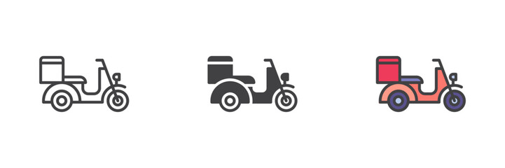 Delivery scooter different style icon set