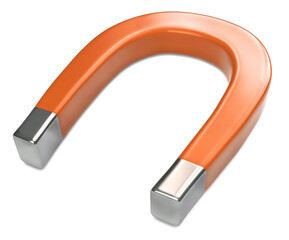 Red Metal Magnet Horseshoe  isolated over white background