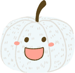 Smiley white Halloween pumpkin. Hand drawn illustration.