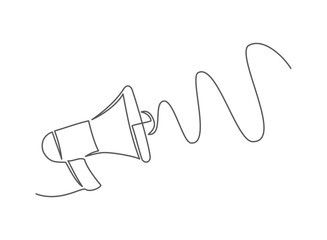 Megaphone One line drawing. Concept for Marketing, Advertising, Sale, Megaphone