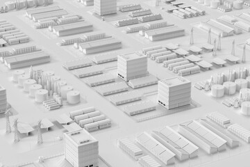 white industry model or smart industrial estate park with infrastructure development