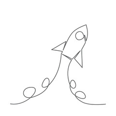 Rocket One line drawing. Concept for Startup, Rocket, Space