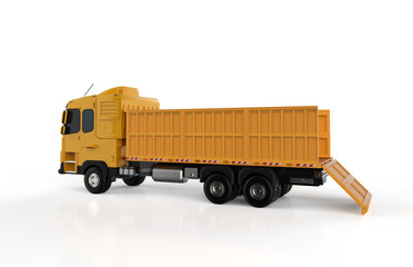 Yellow logistic tipping trailer truck