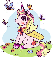 Obraz na płótnie Canvas vector color image of a cute unicorn