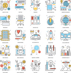 Flat Color Line Icons