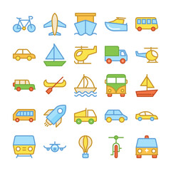 Transport Colored Vector Icons