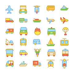 Transport Colored Vector Icons