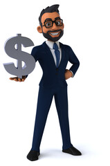 Fun 3D cartoon illustration of an indian businessman