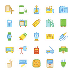 Electronics Colored Vector Icons 