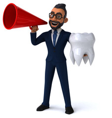 Fun 3D cartoon illustration of an indian businessman