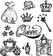 Hand drawn of  Queen icon , doodle style