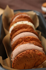 Concept of sweet food, tasty cookies with ice cream