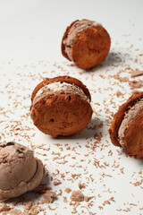 Concept of sweet food, tasty cookies with ice cream