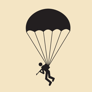 recommend clip art: hand drawn of parachute , flat style