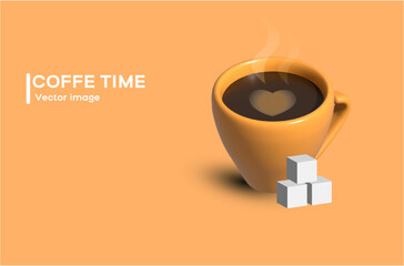
Coffee with sugar 3d orange theme for happy people