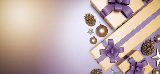 Obraz na płótnie Canvas Christmas background with christmas decoration - 3d rendering