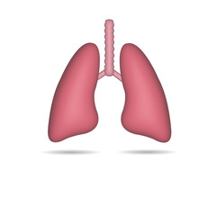 3D Realistic Lung icon isolated from white background.