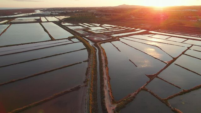 Saline marshes on the Ria Formosa lagoon in Tavira, Algarve region, Portugal
