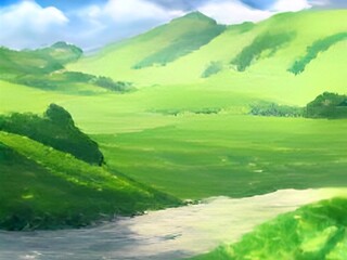 Fototapeta na wymiar landscape with sky 2D anime Background 