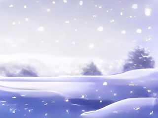 winter landscape with snow 2D anime Background 
