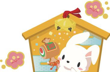 2023年卯年 絵馬年賀状　（文字無し）