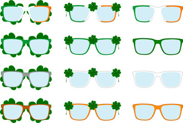 Irish holiday St Patrick day, big set color eyeglasses