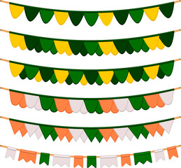 Irish holiday St Patrick day, big set from flags on rope