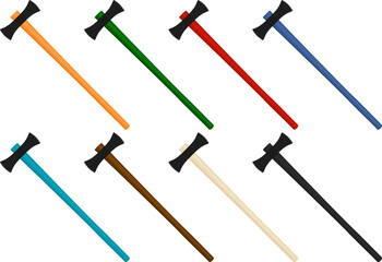 big kit steel axes with wooden handle