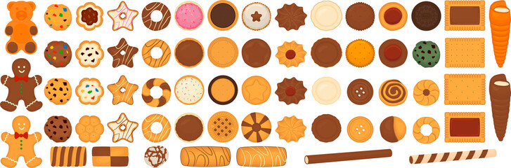 big set different biscuit, kit colorful pastry cookie