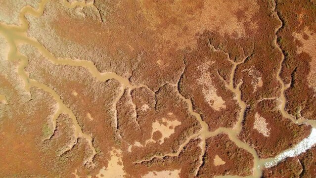 Aerial view of the Ria Formosa national park in Olhao, Algarve, Portugal