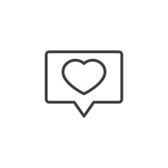 Speech bubble with heart line icon
