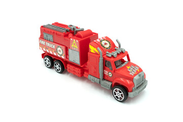 Toy fire truck car isolated on white background