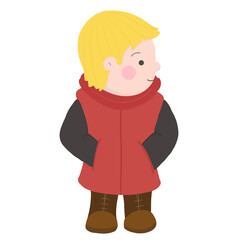 Cute boy with red waistcoat cartoon 