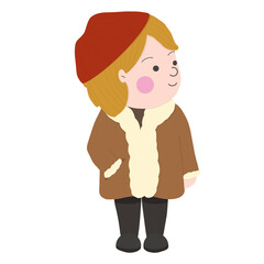 Cute girl with brown trench coat cartoon 