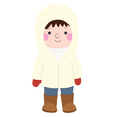 Obraz premium Cute boy with white hoodie cartoon