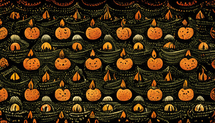Orange, Green, Red, Yellow, Autumn Pumpkin Pattern, Halloween Theme, Halloween Pattern Collection 9