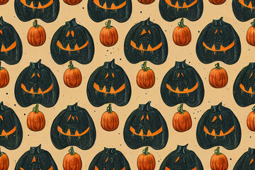 Orange, Green, Red, Yellow, Autumn Pumpkin Pattern, Halloween Theme, Halloween Pattern Collection 8