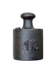 Balance weight - one kilogram on transparent background