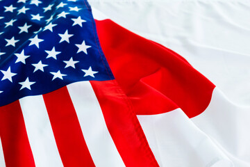 American and Japanese flags together
