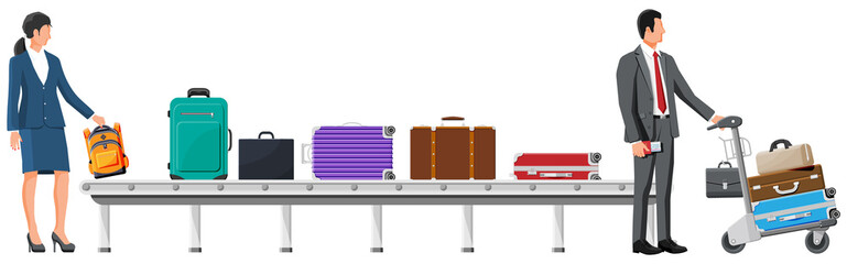 Airport Security Scanner. Conveyor With Luggage