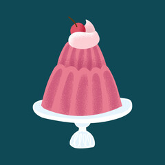 Cherry jelly on a large platter. Vector illustration for confectionery promotional materials